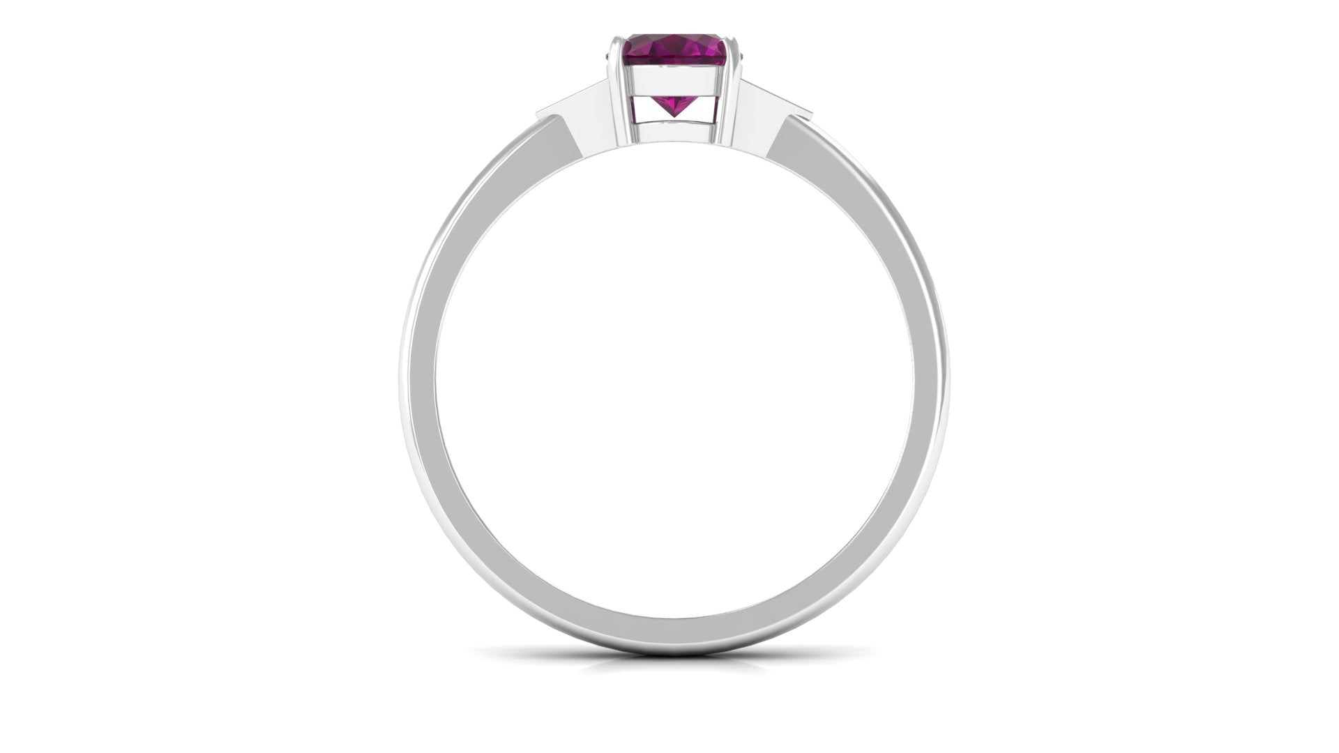 Rosec Jewels-1 CT Oval Rhodolite Solitaire Ring with Diamond Accent