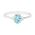 Rosec Jewels-Oval Aquamarine Solitaire Ring with Diamond Accent