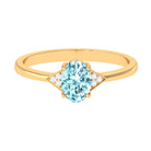 Rosec Jewels-Oval Aquamarine Solitaire Ring with Diamond Accent