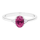 Rosec Jewels-1.25 CT Oval Pink Tourmaline Solitaire Ring with Diamond Accent