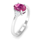 Rosec Jewels-1.25 CT Oval Pink Tourmaline Solitaire Ring with Diamond Accent