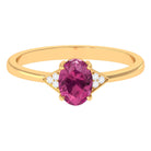 Rosec Jewels-1.25 CT Oval Pink Tourmaline Solitaire Ring with Diamond Accent