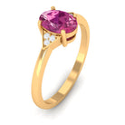 Rosec Jewels-1.25 CT Oval Pink Tourmaline Solitaire Ring with Diamond Accent