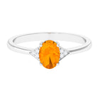 Rosec Jewels-3/4 CT Oval Fire Opal Solitaire Ring with Diamond Accent