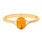 Rosec Jewels-3/4 CT Oval Fire Opal Solitaire Ring with Diamond Accent