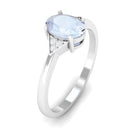 Rosec Jewels-1 CT Oval Moonstone Solitaire Ring with Diamond Accent