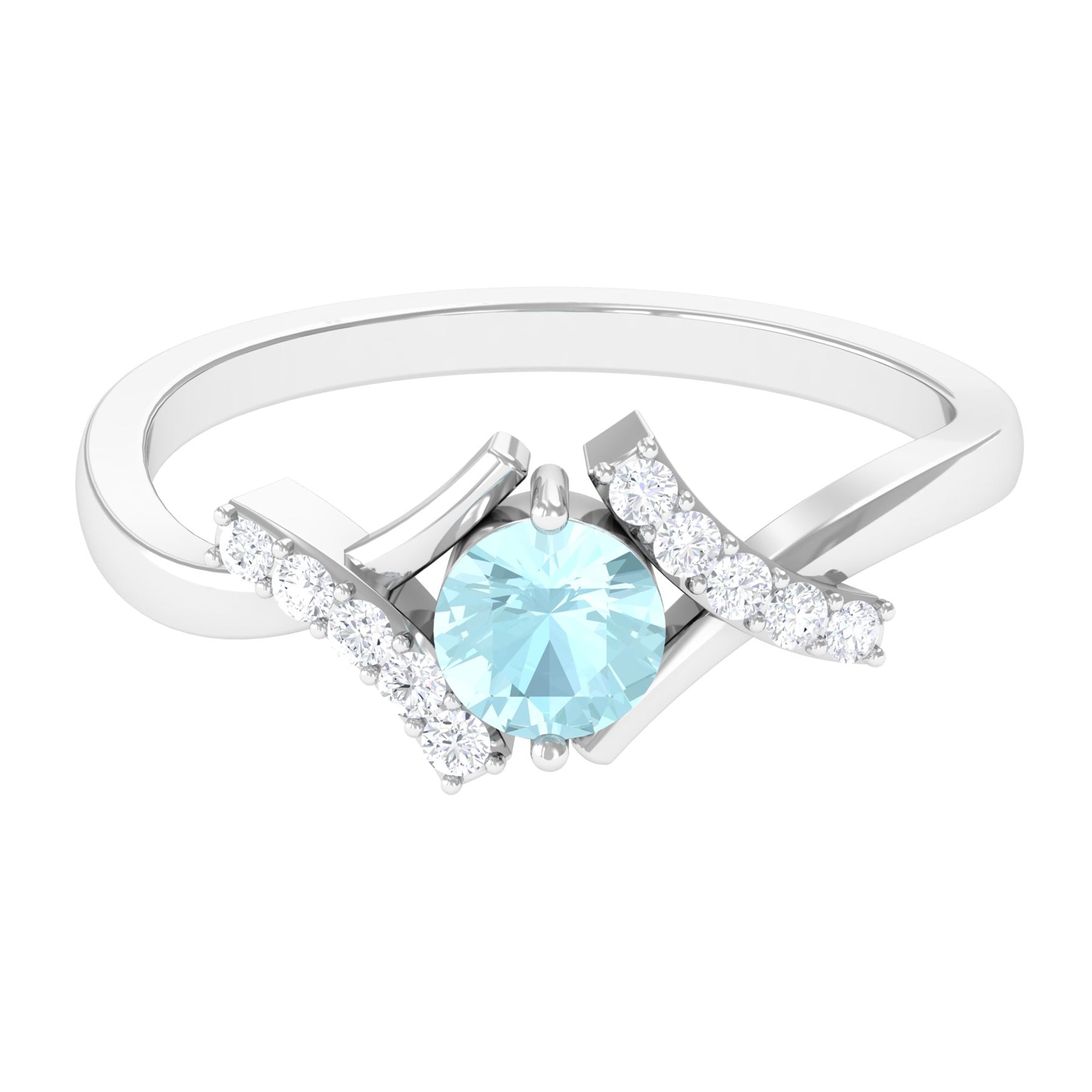 Rosec Jewels-Sky Blue Topaz and Diamond Designer Promise Ring