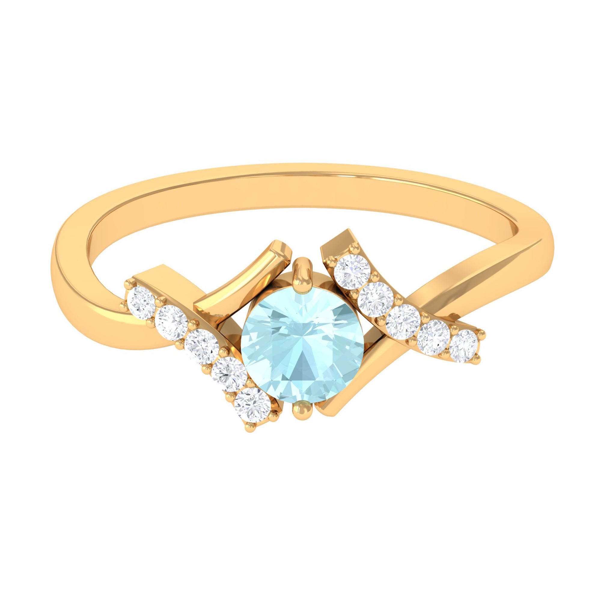 Rosec Jewels-Sky Blue Topaz and Diamond Designer Promise Ring