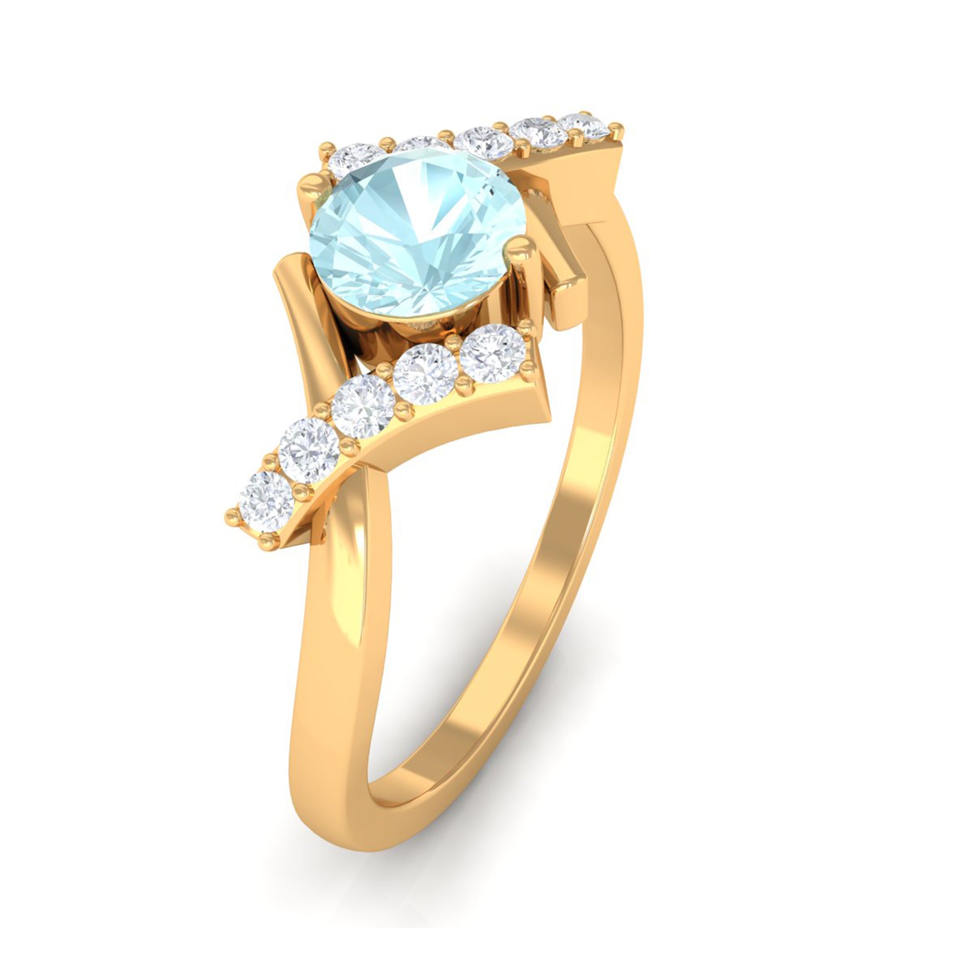 Rosec Jewels-Sky Blue Topaz and Diamond Designer Promise Ring