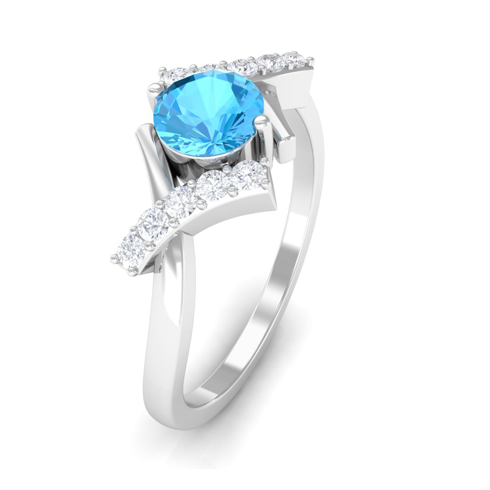 Rosec Jewels-Swiss Blue Topaz and Diamond Designer Promise Ring