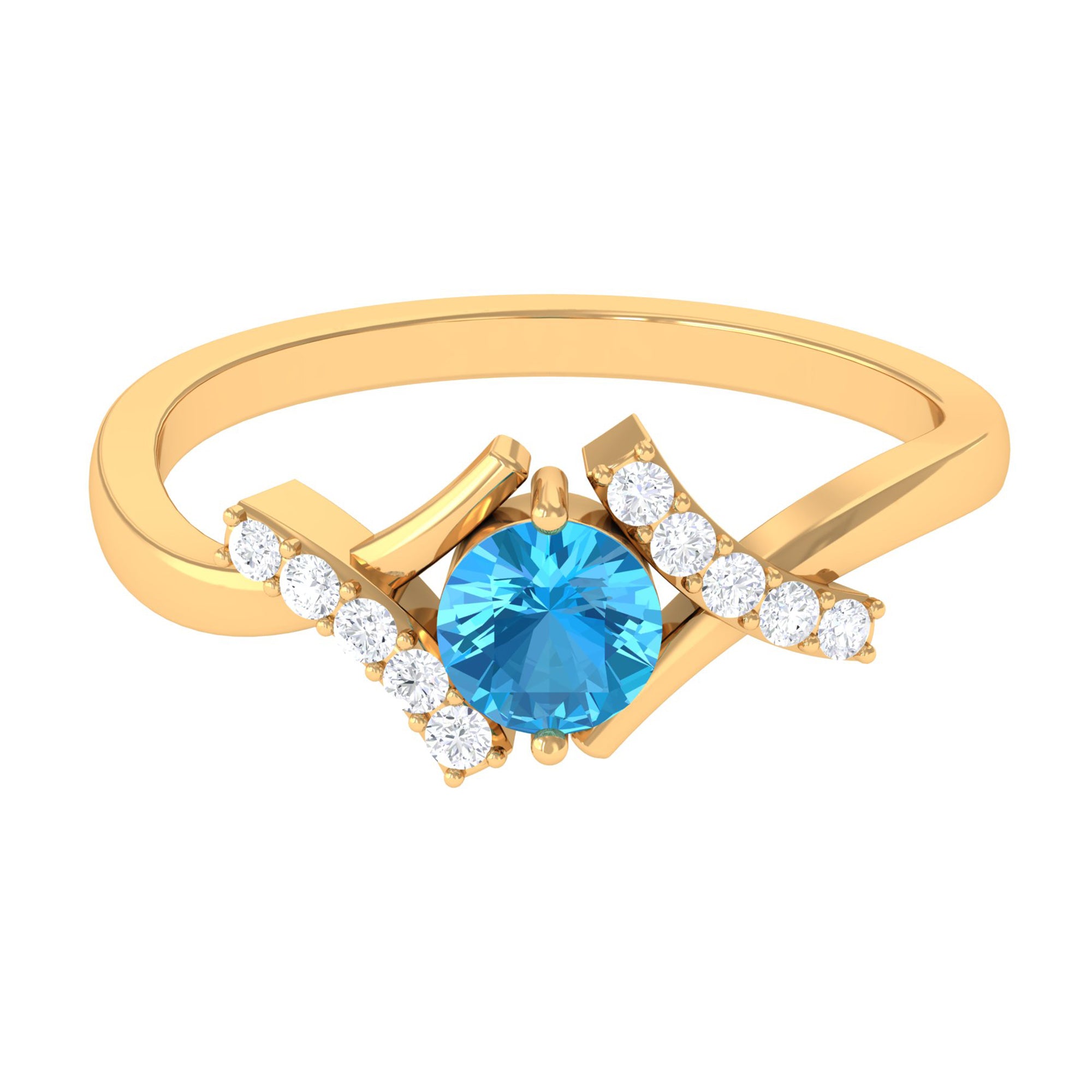 Rosec Jewels-Swiss Blue Topaz and Diamond Designer Promise Ring