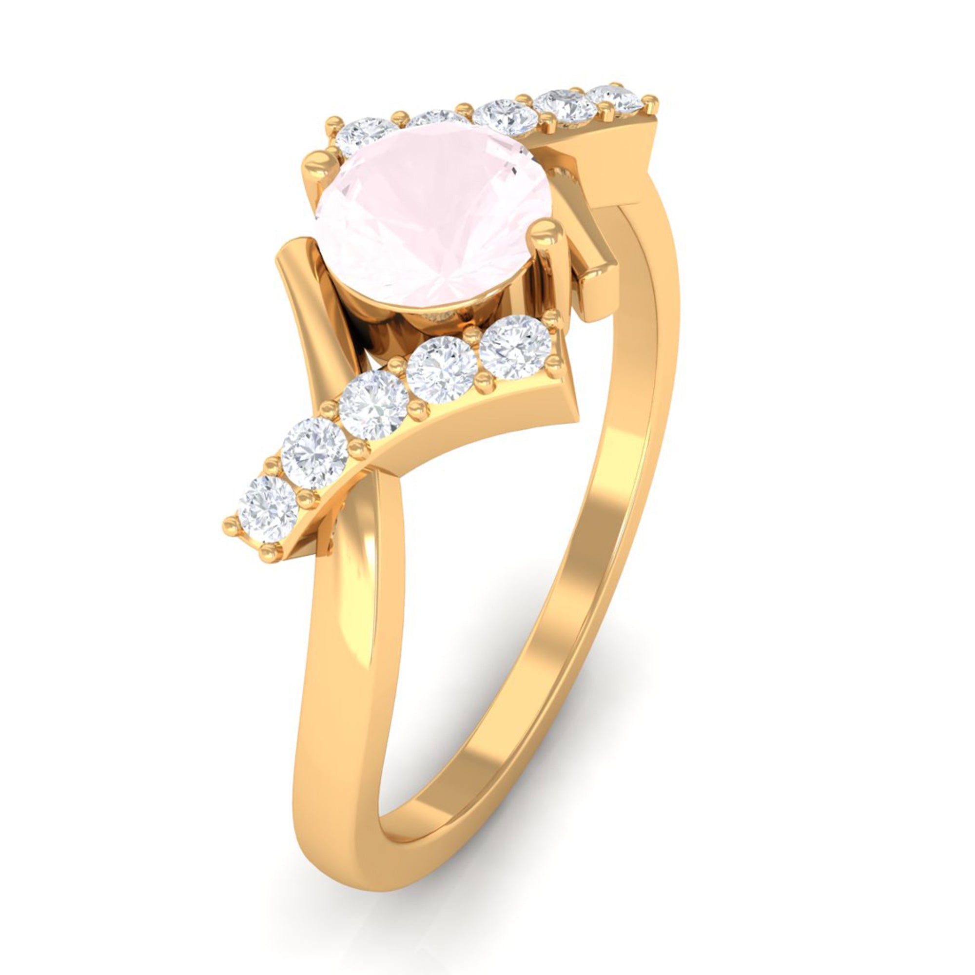 Rosec Jewels-Rose Quartz and Diamond Designer Engagement Ring