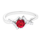 Rosec Jewels-Solitaire Created Ruby Bypass Promise Ring with Diamond Accent