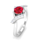 Rosec Jewels-Solitaire Created Ruby Bypass Promise Ring with Diamond Accent