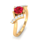 Rosec Jewels-Solitaire Created Ruby Bypass Promise Ring with Diamond Accent