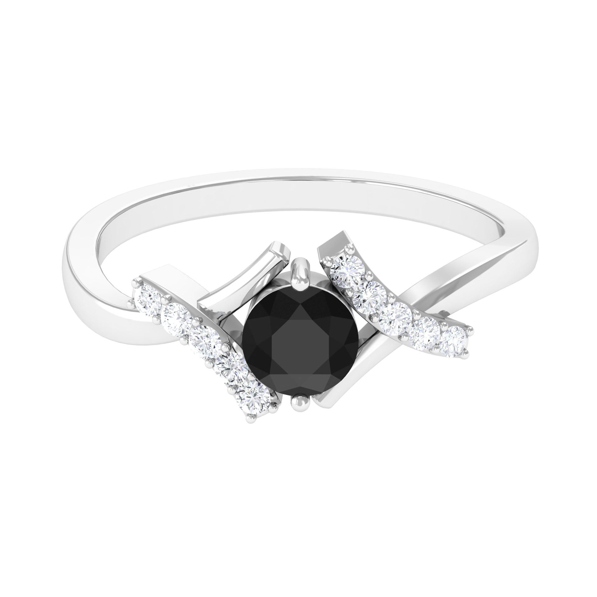 Rosec Jewels-Black Onyx and Diamond Designer Engagement Ring