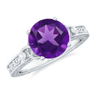 Rosec Jewels-Solitaire Amethyst Celtic Knot Ring with Diamond