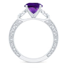 Rosec Jewels-Solitaire Amethyst Celtic Knot Ring with Diamond