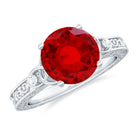 Rosec Jewels-Solitaire Created Ruby Celtic Knot Ring with Diamond