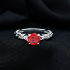 Rosec Jewels-Solitaire Created Ruby Celtic Knot Ring with Diamond