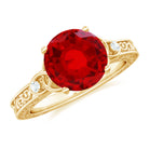 Rosec Jewels-Solitaire Created Ruby Celtic Knot Ring with Diamond