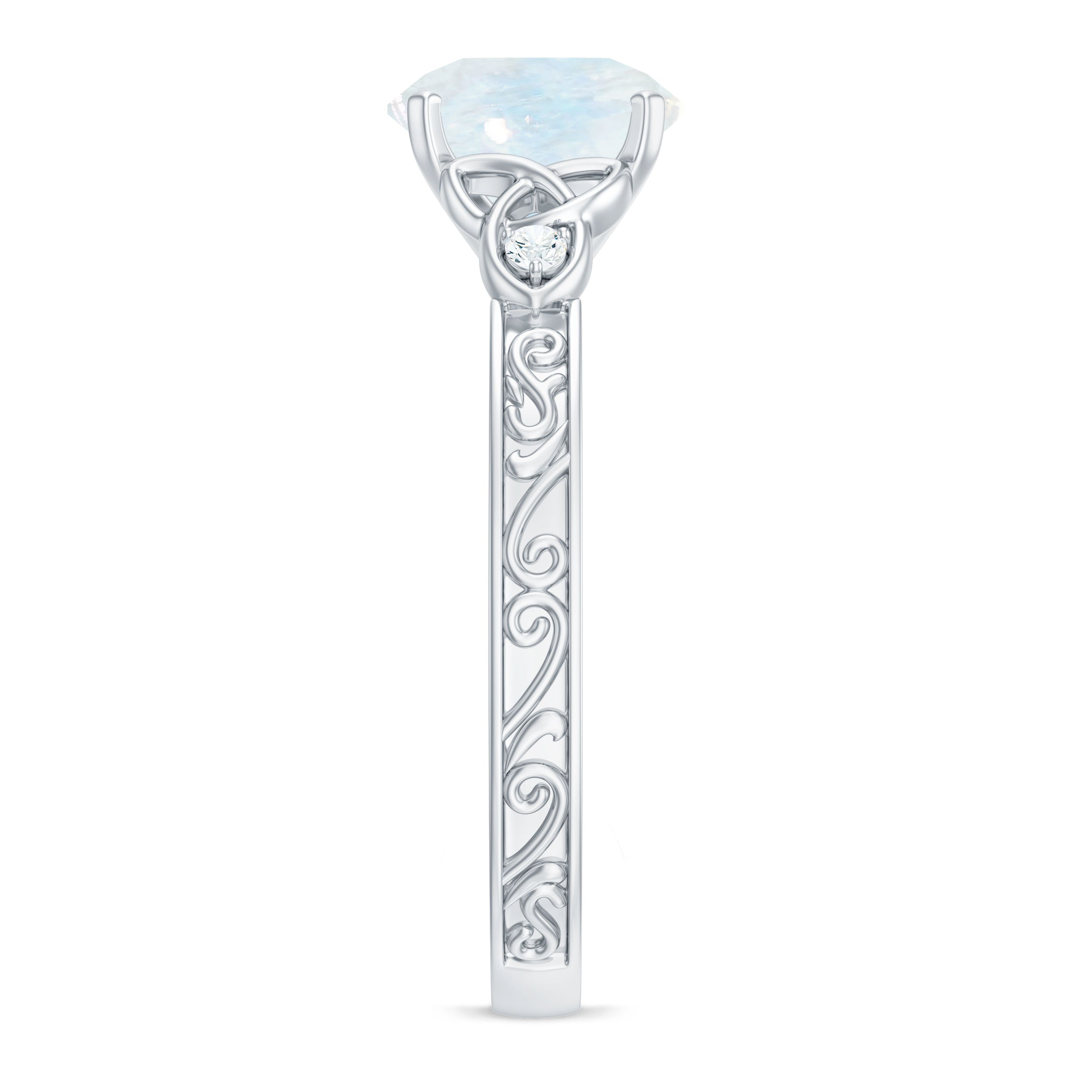 Rosec Jewels-1 CT Solitaire Moonstone Celtic Knot Ring with Diamond