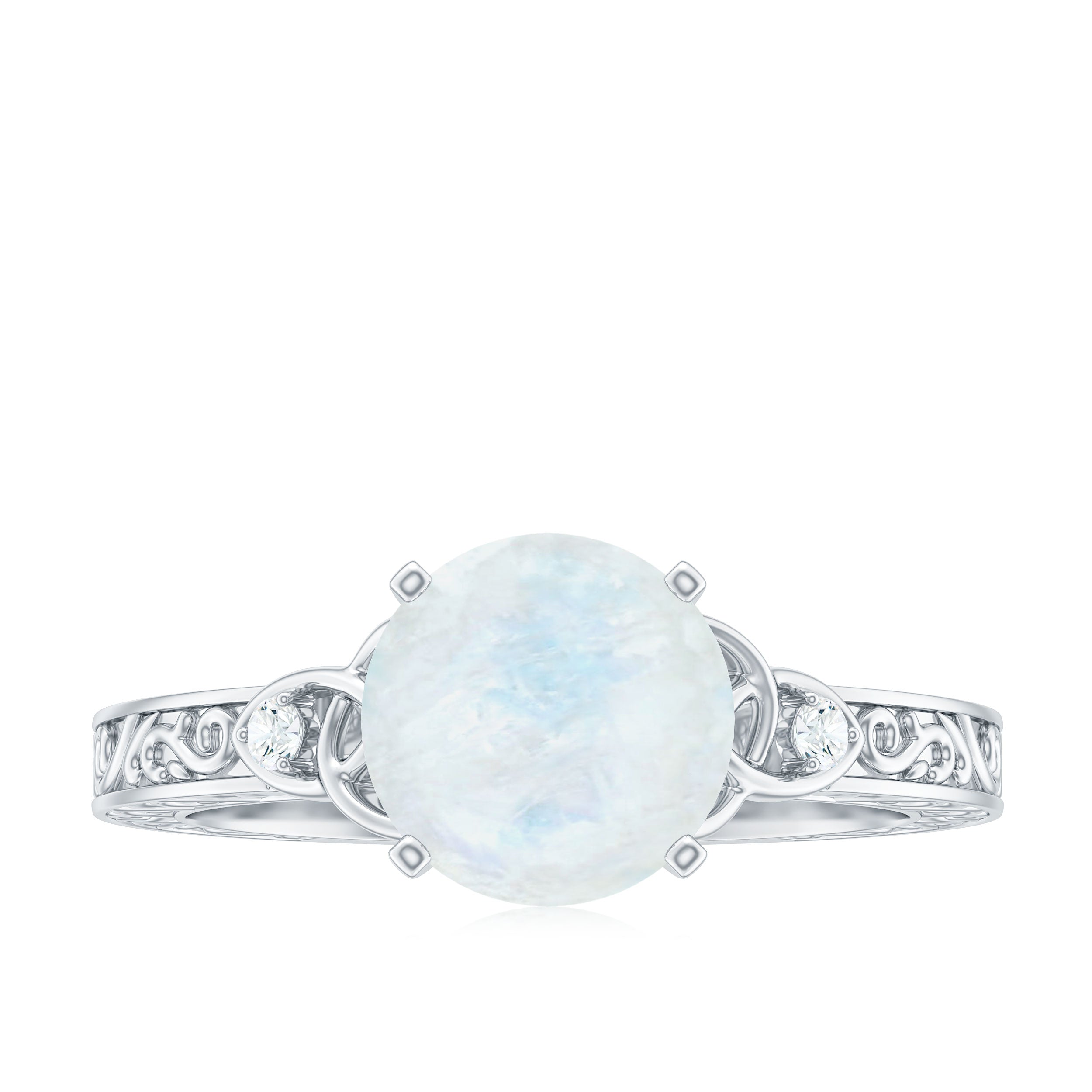 Rosec Jewels-1 CT Solitaire Moonstone Celtic Knot Ring with Diamond