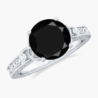 Rosec Jewels-Solitaire Black Onyx Celtic Knot Engagement Ring with Diamond