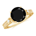 Rosec Jewels-Solitaire Black Onyx Celtic Knot Engagement Ring with Diamond