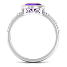 Rosec Jewels-Oval Amethyst Solitaire Engagement Ring with Diamond