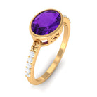 Rosec Jewels-Oval Amethyst Solitaire Engagement Ring with Diamond