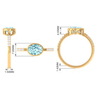 Rosec Jewels-Bezel Set Oval Aquamarine East West Engagement Ring with Diamond