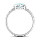 Rosec Jewels-Bezel Set Oval Aquamarine East West Engagement Ring with Diamond