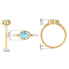 Rosec Jewels-Bezel Set Oval Aquamarine East West Engagement Ring with Diamond