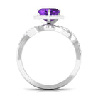 Rosec Jewels-Heart Shape Amethyst Crossover Engagement Ring with Diamond