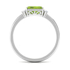 Rosec Jewels-Emerald Cut Peridot East West Engagement Ring with Diamond