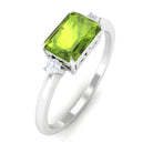 Rosec Jewels-Emerald Cut Peridot East West Engagement Ring with Diamond