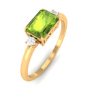 Rosec Jewels-Emerald Cut Peridot East West Engagement Ring with Diamond