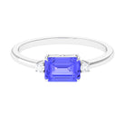 Rosec Jewels-2 CT Emerald Cut Tanzanite East West Engagement Ring with Diamond