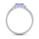 Rosec Jewels-2 CT Emerald Cut Tanzanite East West Engagement Ring with Diamond