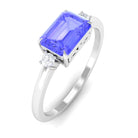 Rosec Jewels-2 CT Emerald Cut Tanzanite East West Engagement Ring with Diamond