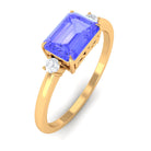 Rosec Jewels-2 CT Emerald Cut Tanzanite East West Engagement Ring with Diamond