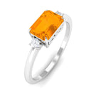 Rosec Jewels-2 CT Octagon Cut Fire Opal East West Engagement Ring with Diamond