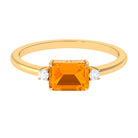 Rosec Jewels-2 CT Octagon Cut Fire Opal East West Engagement Ring with Diamond