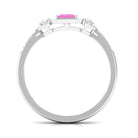 Rosec Jewels-Princess Cut Pink Sapphire Engagement Ring with Diamond Halo