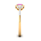 Rosec Jewels-Princess Cut Pink Sapphire Engagement Ring with Diamond Halo