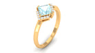 Rosec Jewels-Princess Cut Sky Blue Topaz Simple Engagement Ring with Diamond