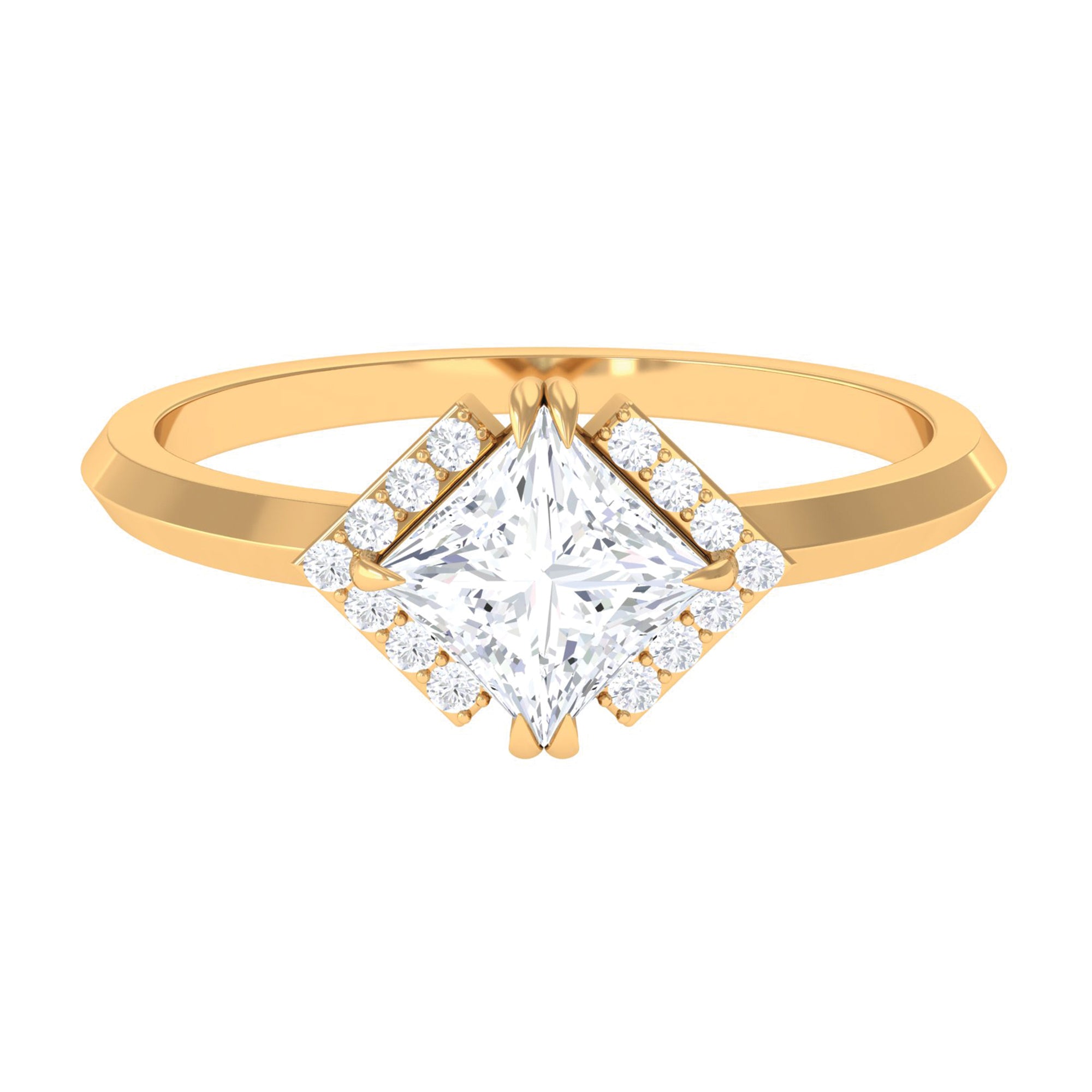 Rosec Jewels-Princess Cut Moissanite Simple Engagement Ring in Gold