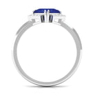 Rosec Jewels-Princess Cut Created Blue Sapphire Simple Engagement Ring with Diamond