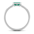 Rosec Jewels-Octagon Cut Emerald East West Engagement Ring with Diamond Accent